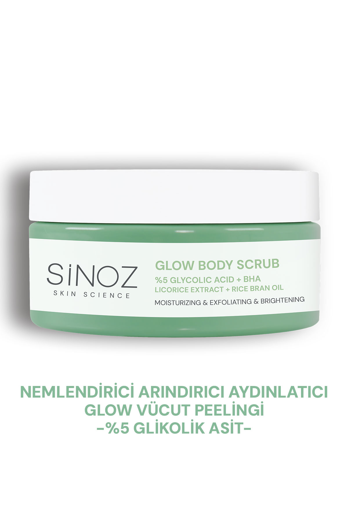 SİNOZ Nemlendirici Arındırıcı ve Aydınlatıcı Glow Vücut Peelingi %5 Glikolik Asit 200 gr — 10.11.19.018.300.10