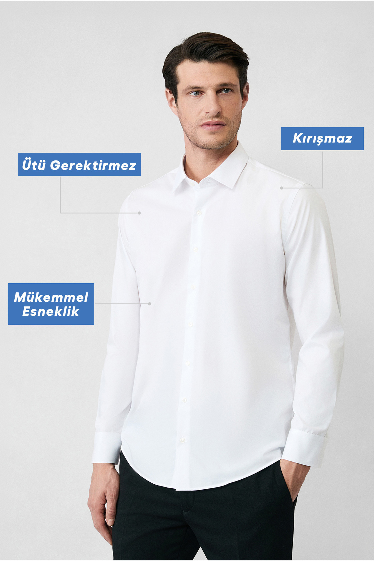 Kiğılı Long Sleeve Slim Fit Slim Fit Non Iron Iron-Free Cotton Shirt