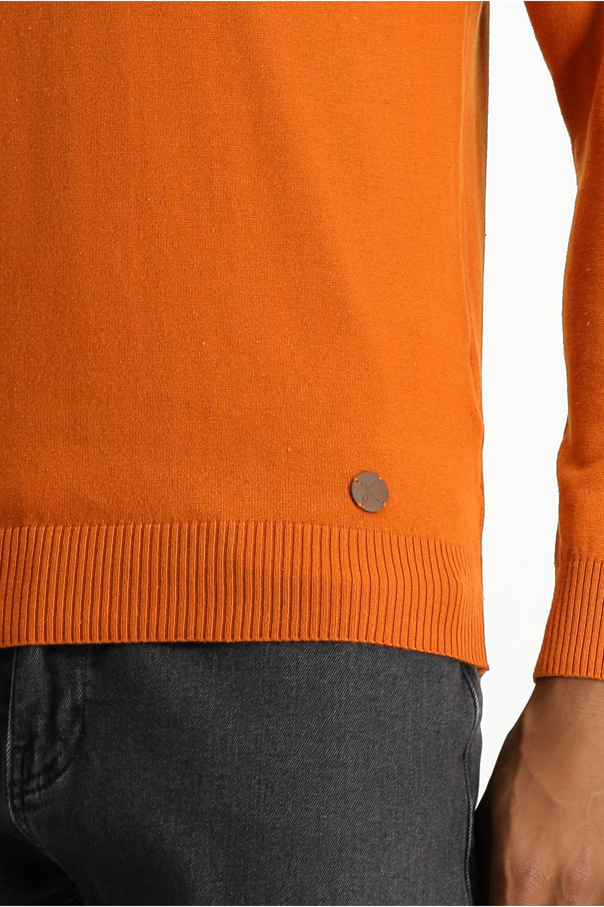 Yarım Balıkçı Yaka Slim Fit Dar Kesim Pamuklu Triko Kazak — نارنجی KK24DDH0DS007 — تصویر 5 از 6
