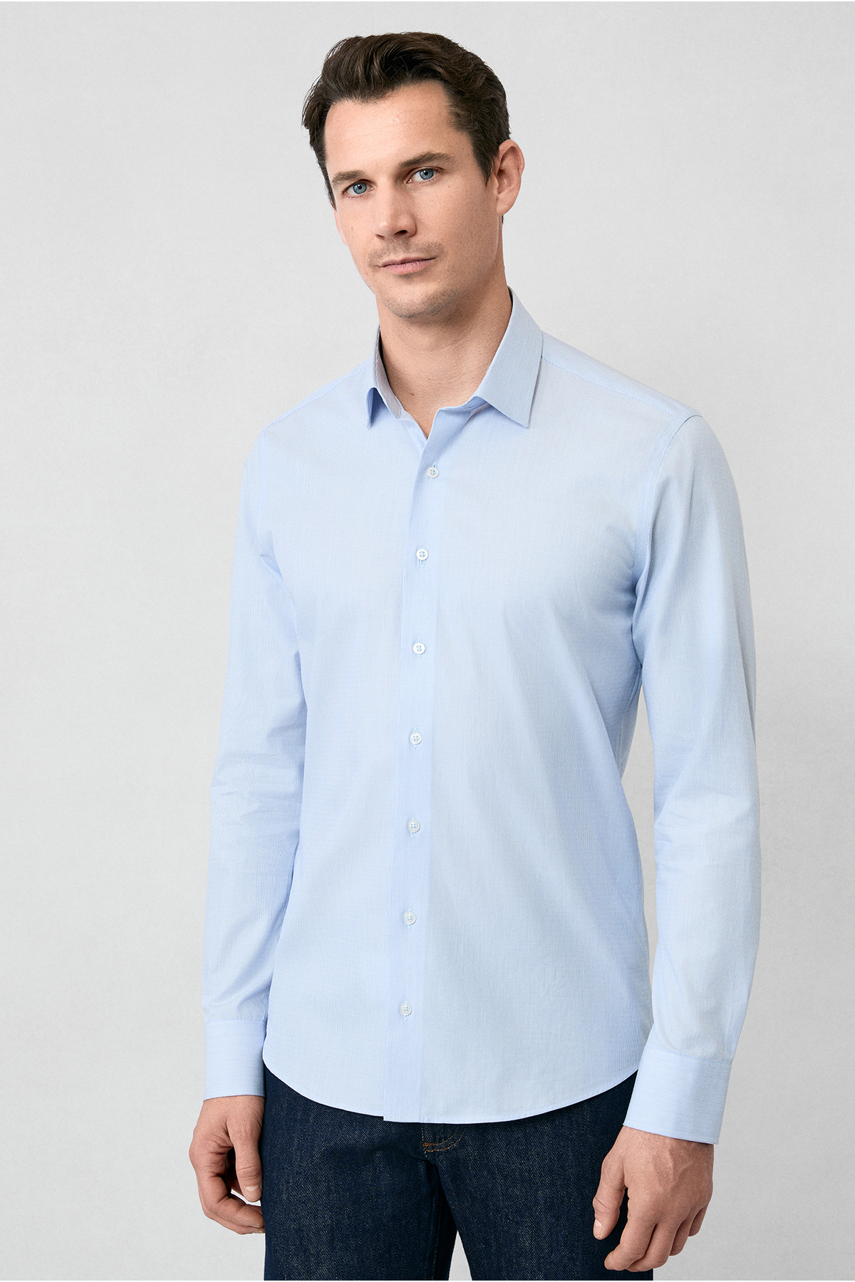 Kiğılı Uzun Kol Slim Fit Dar Kesim Pamuk Klasik Çizgili Gömlek görsel 4