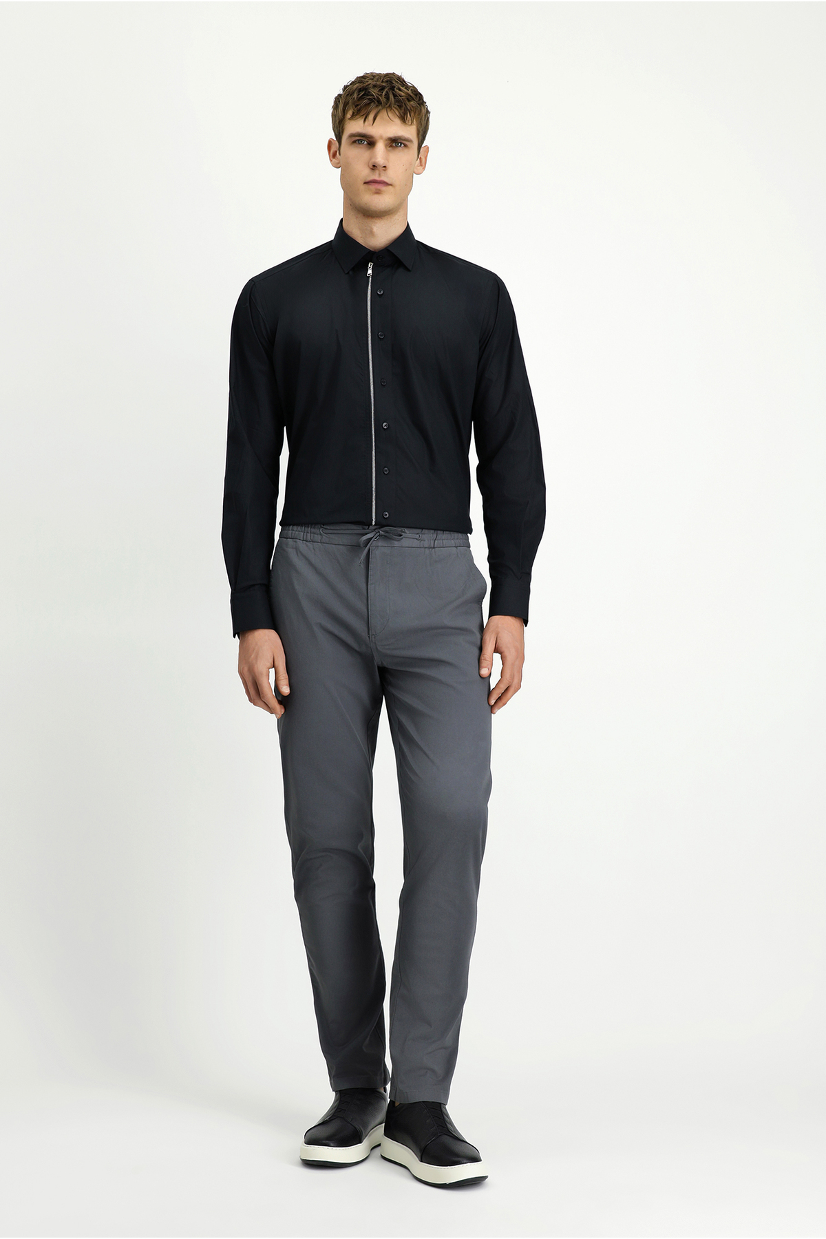 Kiğılı Slim Fit Dar Kesim Likralı Beli Lastikli İpli Jogger Pantolon — خاکستری KY2537D0AR001
