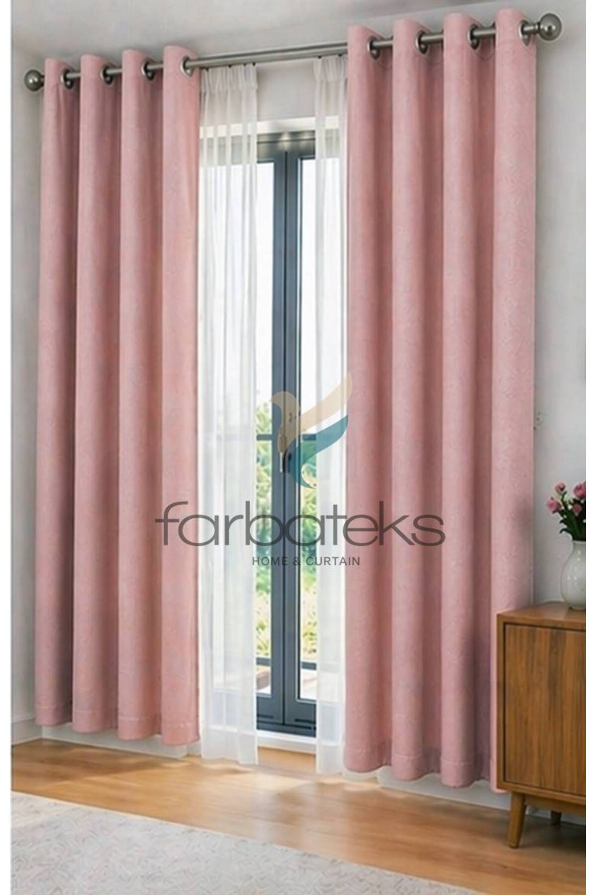 Powder Velvet Rustic Velvety Fabric Curtain