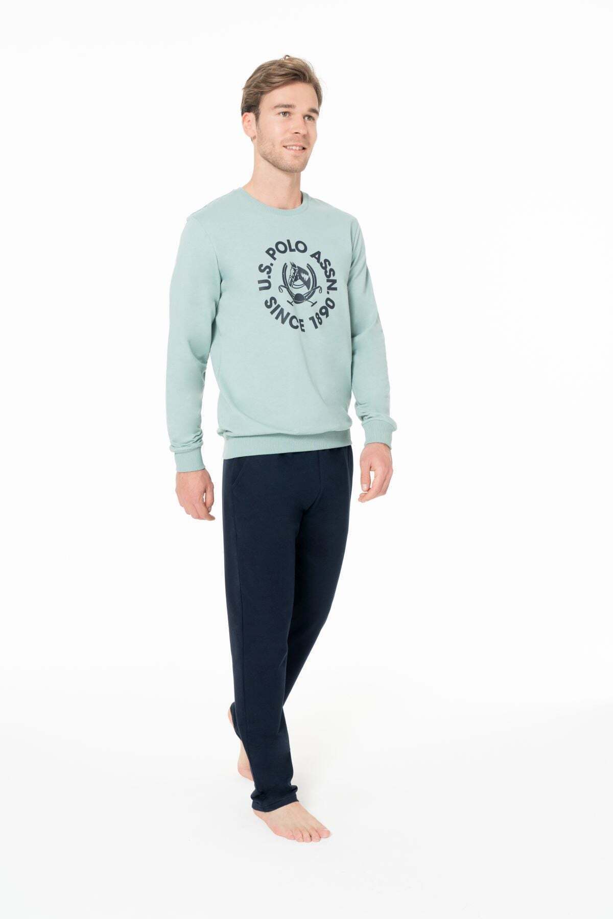 ست پیژامه و لباس خواب مردانه یقه گرد | یو اس پولو U.S. Polo Assn. 1218918 TR - تصویر 4