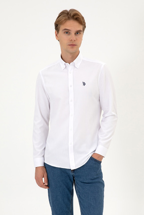 U.S. Polo Assn. Erkek Beyaz Uzun Kollu Basic Gömlek 50324708-VR013