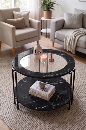 ED Efelez Design Orta Sehpa , İris İki Kat Camlı Salon Sehpası , Temperli 75 ...