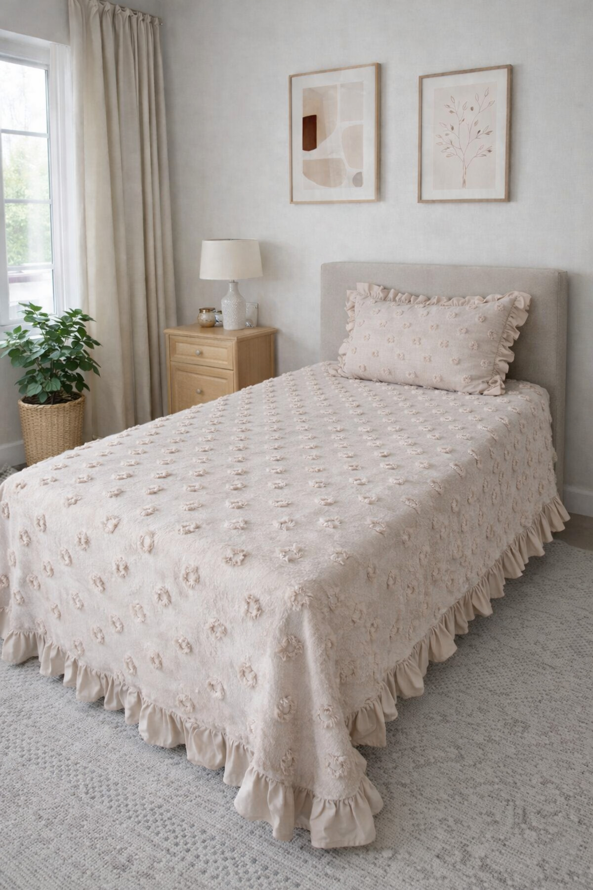 SINGLE RUFFLE BEDSPREAD SET 180X240