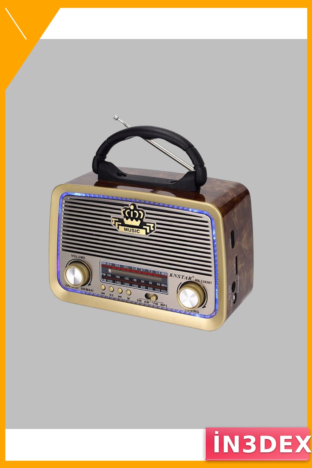 Bluetooth Hoparlör Nostalji Radyo USB AUX Girişli Taşınabilir