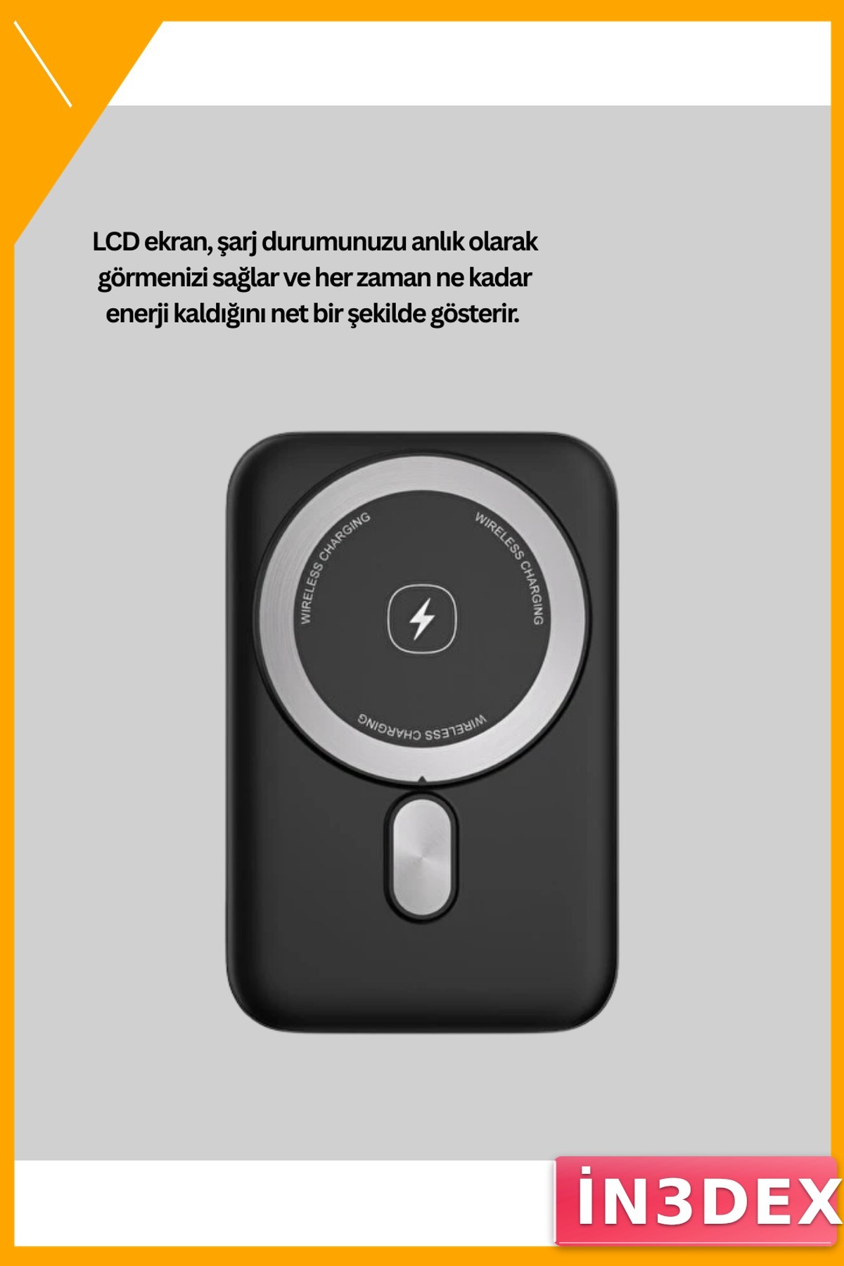 Kablosuz Powerbank 22.5W Hızlı Şarj LCD Ekranlı Type C USB Çıkış