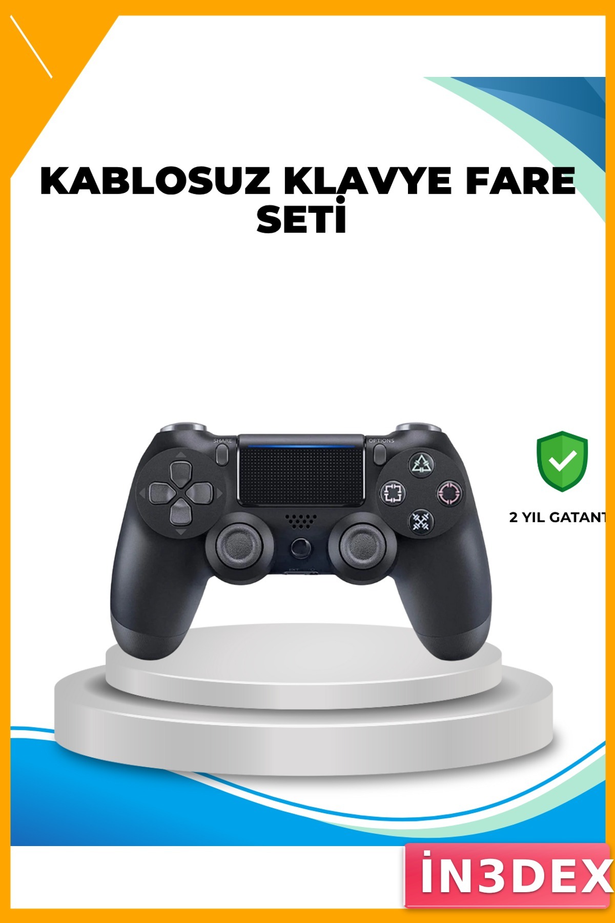 Kablosuz Oyun Kolu PS4 Uyumlu Çift Titreşim Motorlu Uzun Pil Süreli