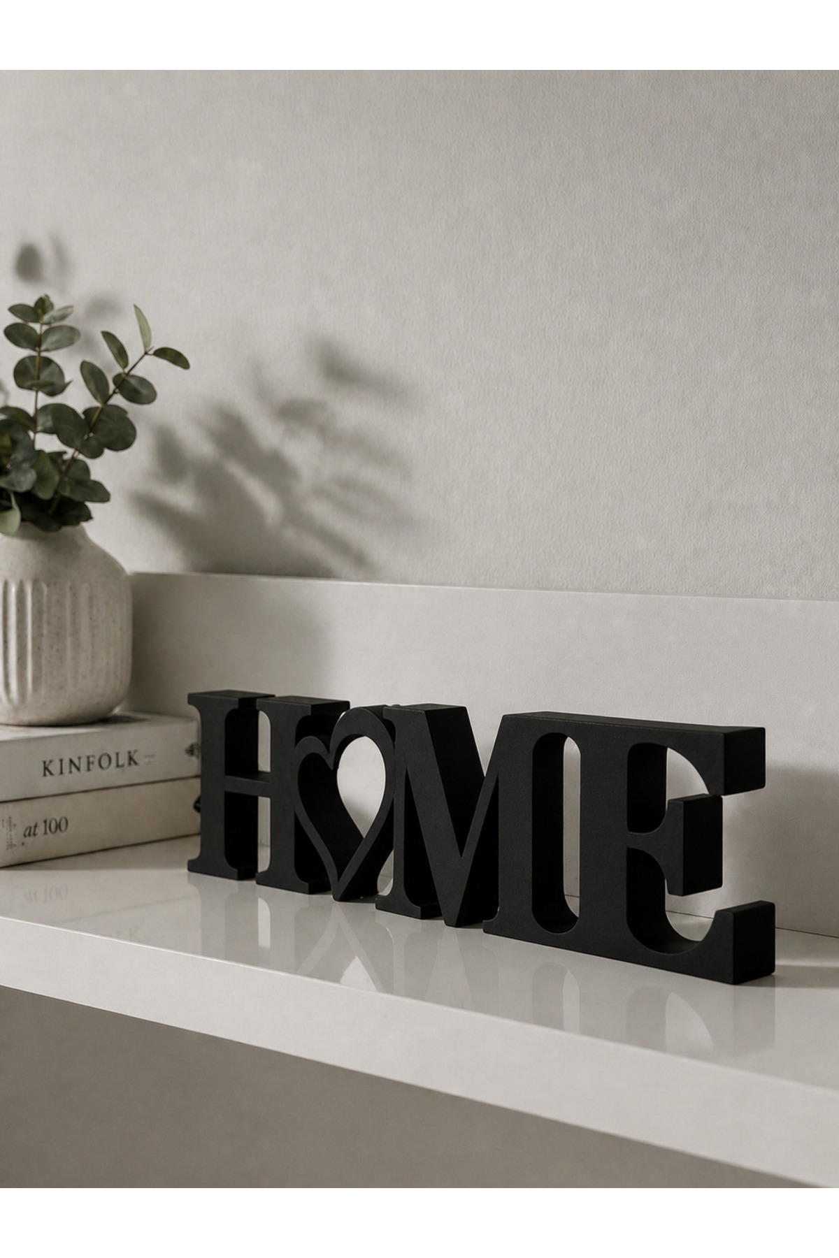 Minimalist HOME Written Decorative Object | Heart Detailed Modern Shelf & Table Top Decor