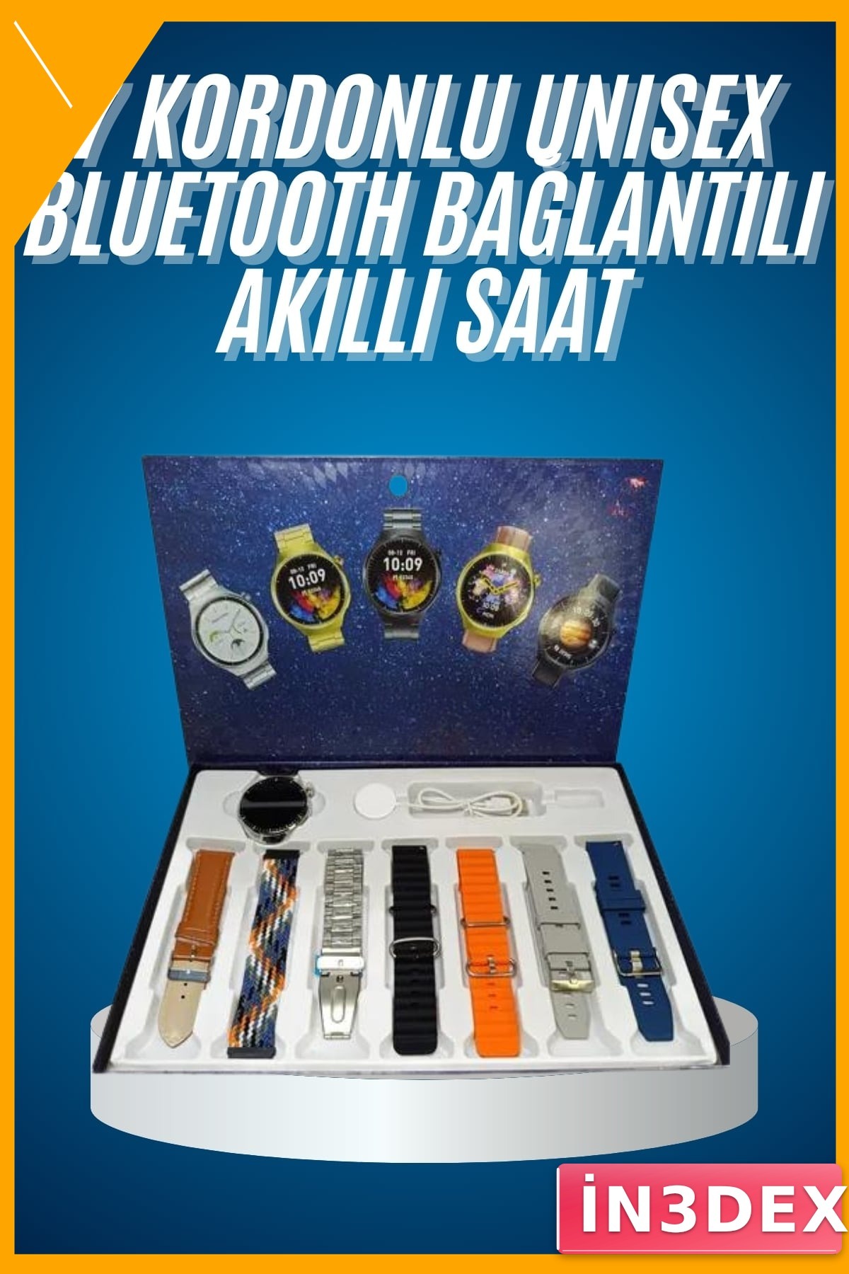 Yuvarlak Ekranlı Akıllı Saat 7 Kordonlu GPS Çoklu Kordon