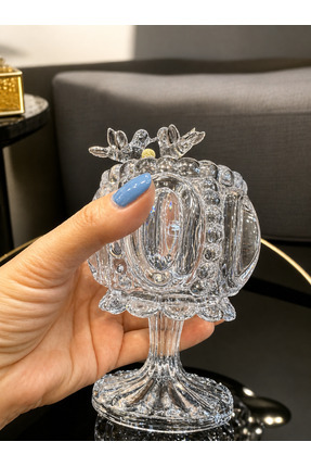 zepce design SETA KRİSTAL KUŞLU DONDURMALIK ROCOCO MAVİ 9*9*13 lokumluk ikram...