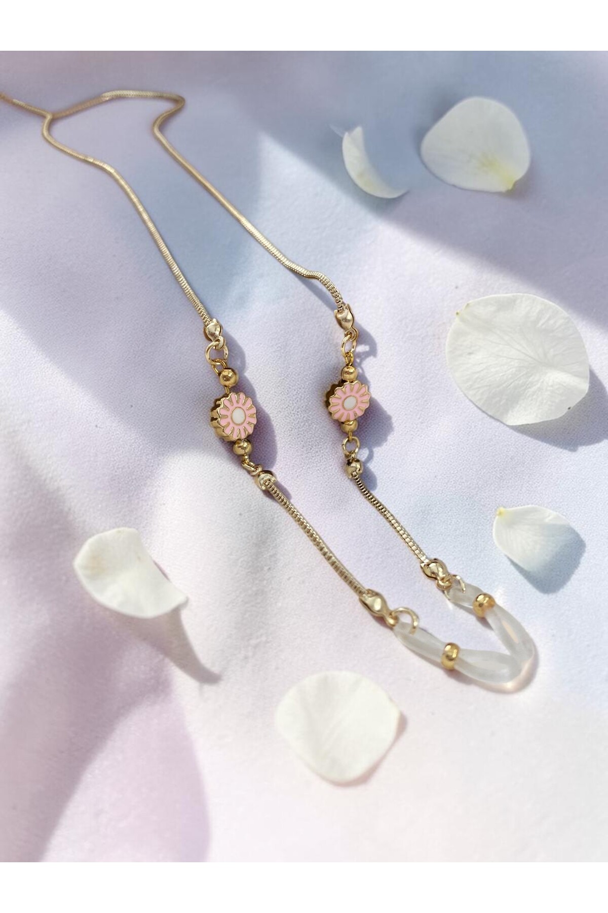 Glasses Chain Pink Daisy Detailed Mother's Day Gift Accessory Glasses Strap Glasses Lanyard