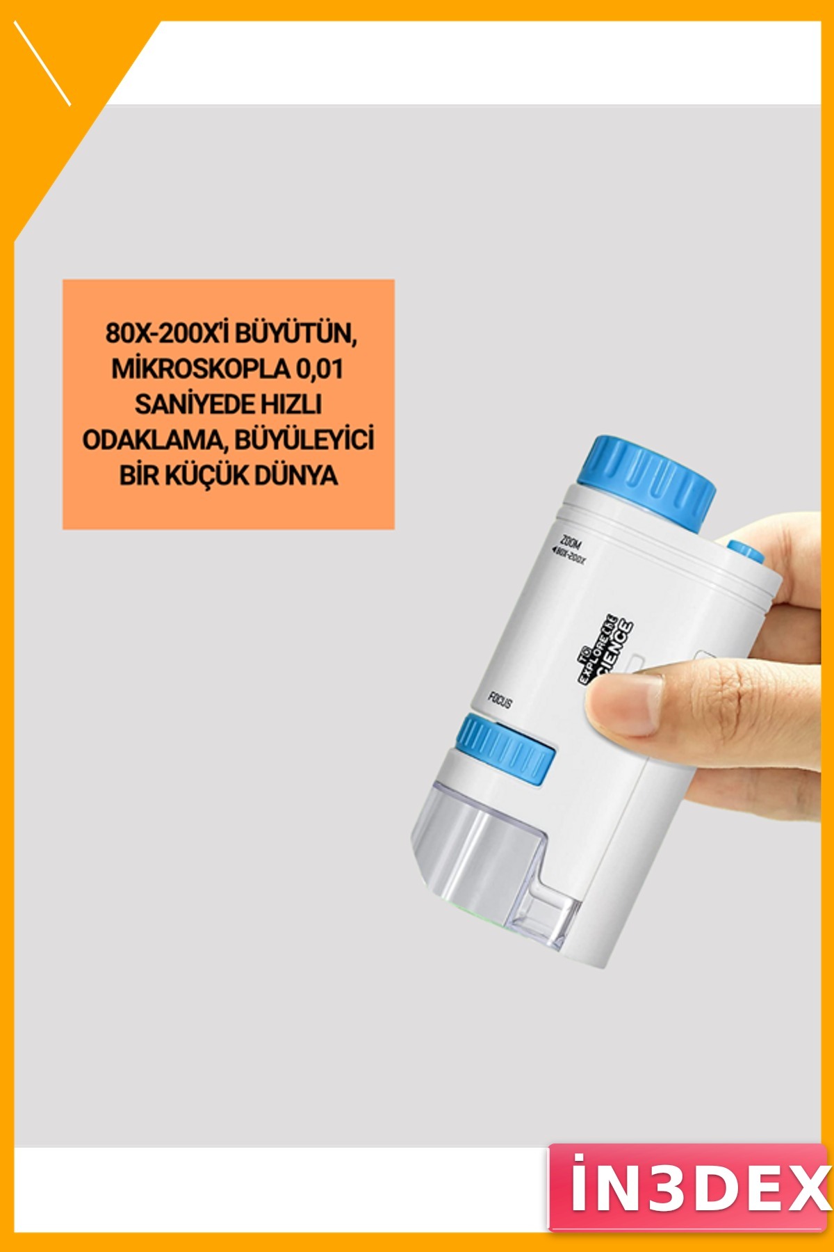 80-200X Büyütmeli LED Işıklı Taşınabilir Mikroskop