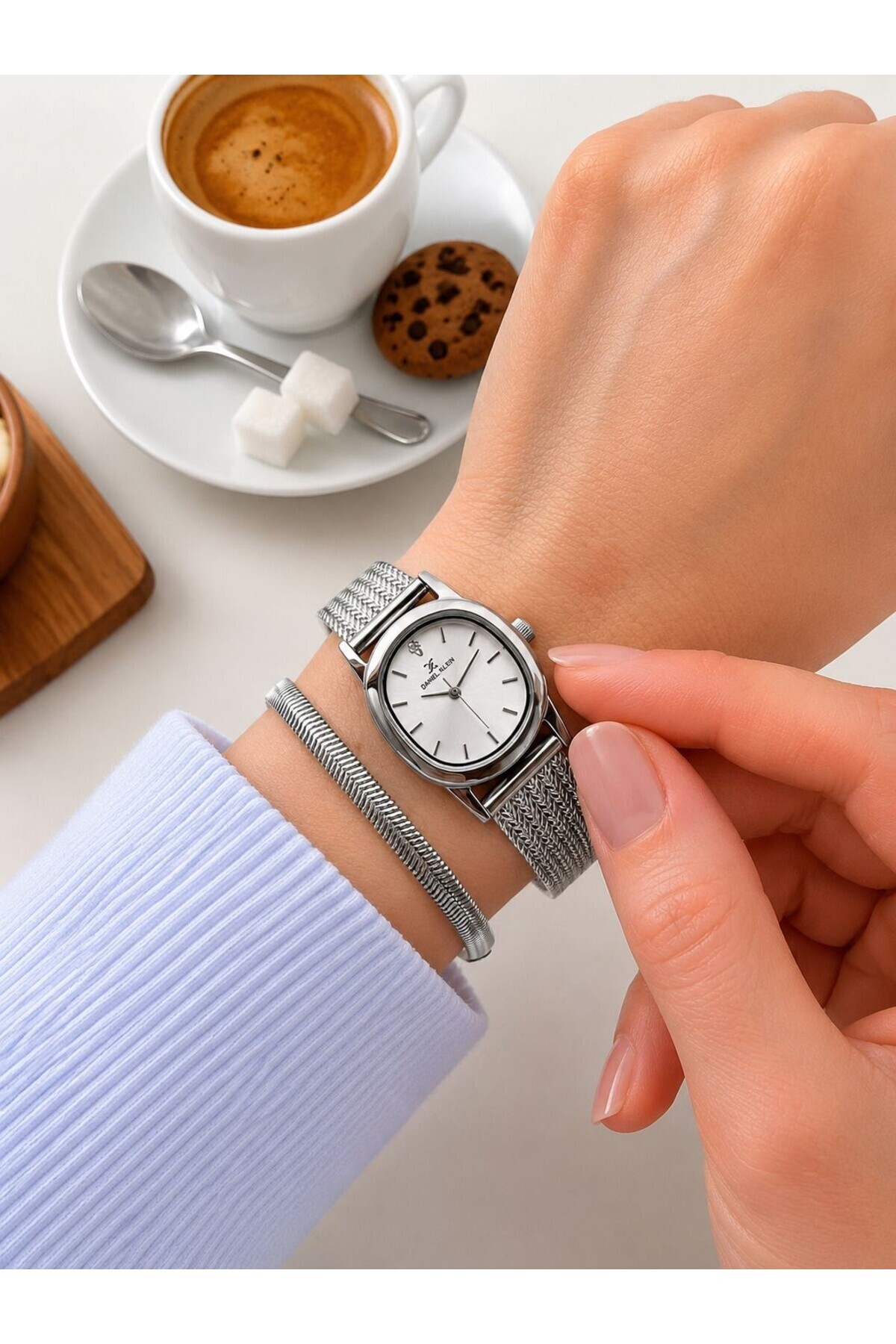 Steel Mesh Band 2 Years Warranty 3Atm Waterproof Women Wrist Watch+Bracelet 4119X3