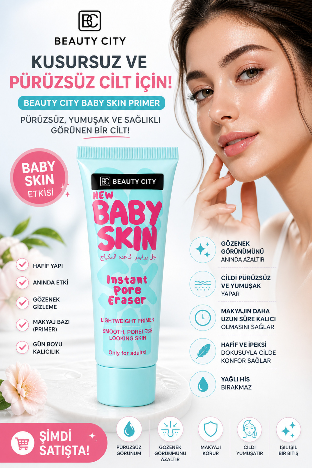 Beauty City Baby Skin Makyaj Bazı Gözenek Gizleyici Primer — بی‌رنگ BC013 — تصویر 2 از 3