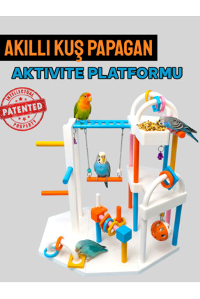 ozzipetshop Akıllı Kuş Papağan Aktivite Platformu – Yemlik, Salıncak, Oyuncak...
