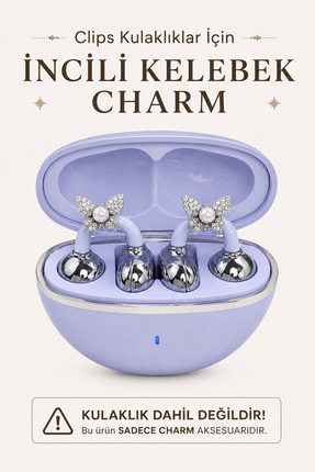 RoseandRoses Klips Kulaklık Uyumlu Charm Süsü- İncili Butterfly Charm (2 Adet...