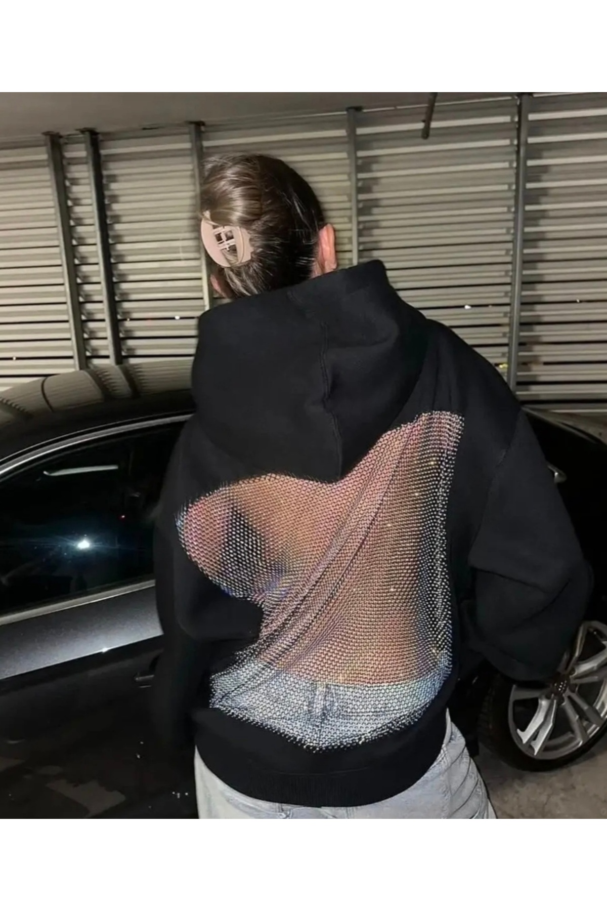 ciel moda viral sırtı taşlı oversize sweatshirt görsel 3