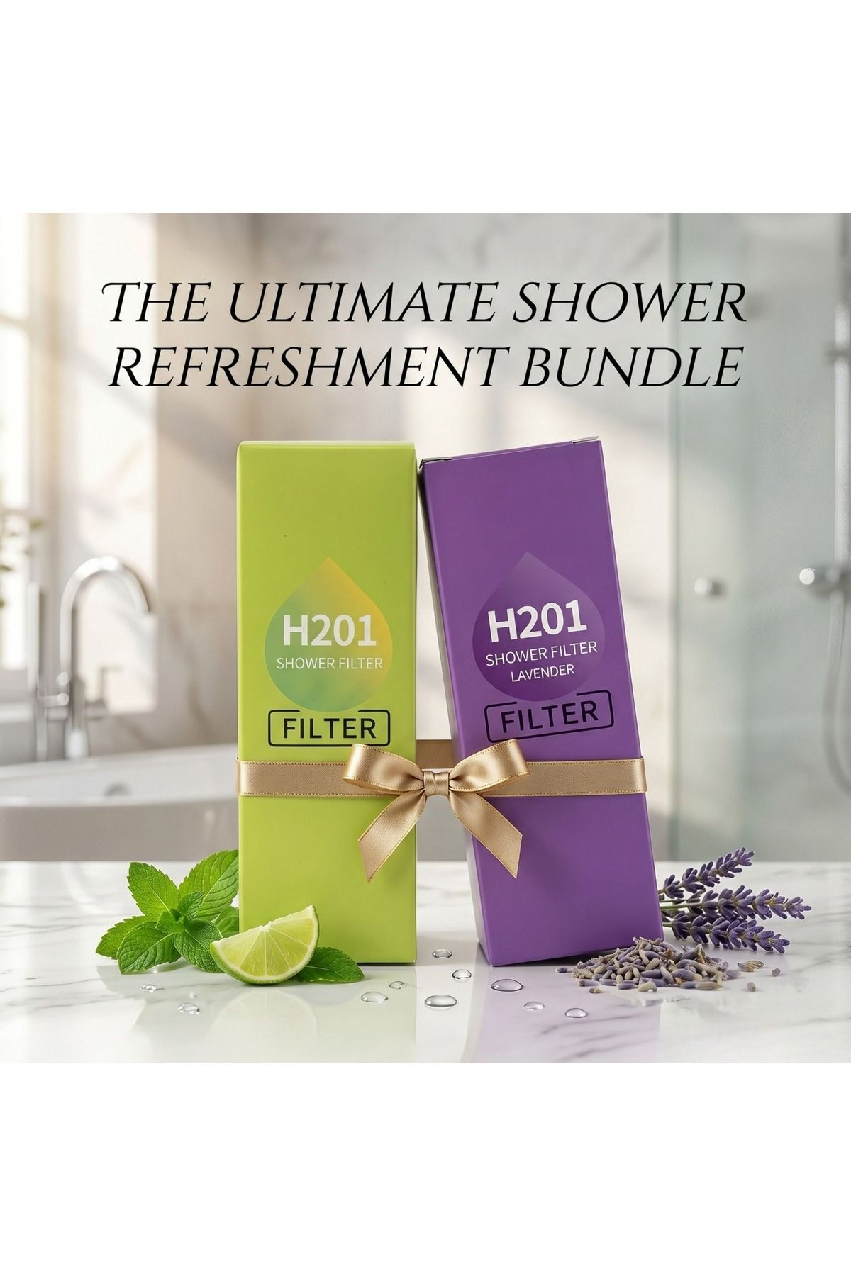 H201 Vitamin C Shower Filter Bundle - Refreshing Lavender & Citrus Mint Scent - Hard Water Softener & Skin Care ( 2 pieces), rm-H201,