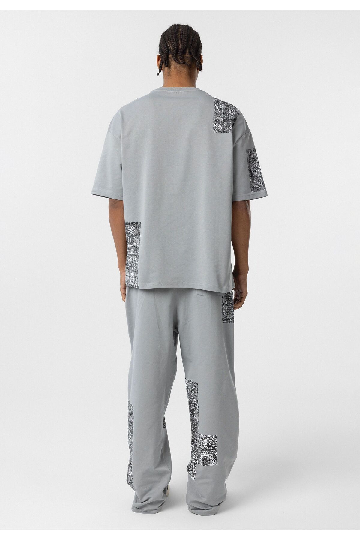 Etnik Desenli Oversize Eşofman Takım — خاکستری DND_40-864 — تصویر 4 از 6