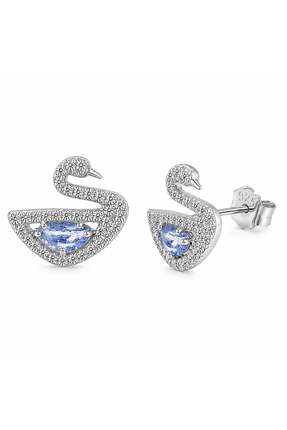 Pietra Kadın Gümüş Küpe 925 Ayar Kuğu Tasarımlı Swan Küpe