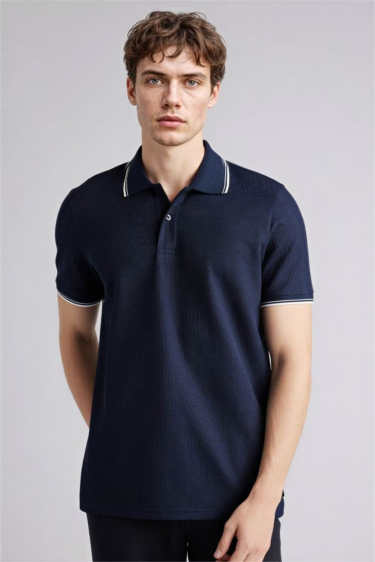 Defacto Cotton Regular Fit Waffle Short Sleeve Polo T-Shirt D7932Ax26Sp