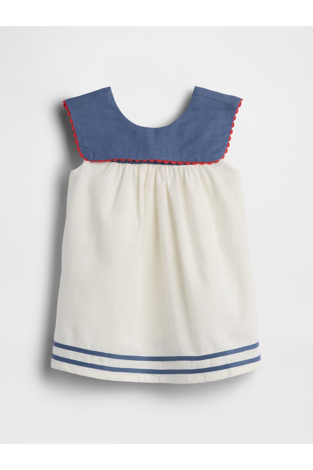 GAP Bebek Beyaz Keten Pamuk Karışımlı Sailor Elbise