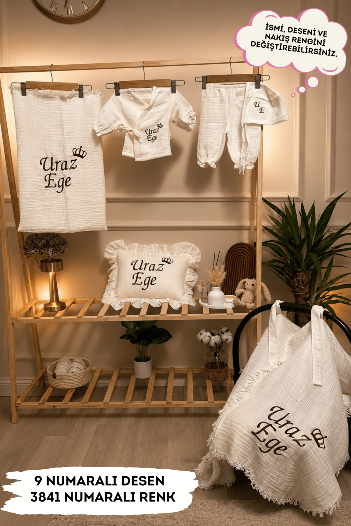 Muslin Newborn 4-Layer Organic 100%Cotton Personalized Embroidered Hospital Exit Set