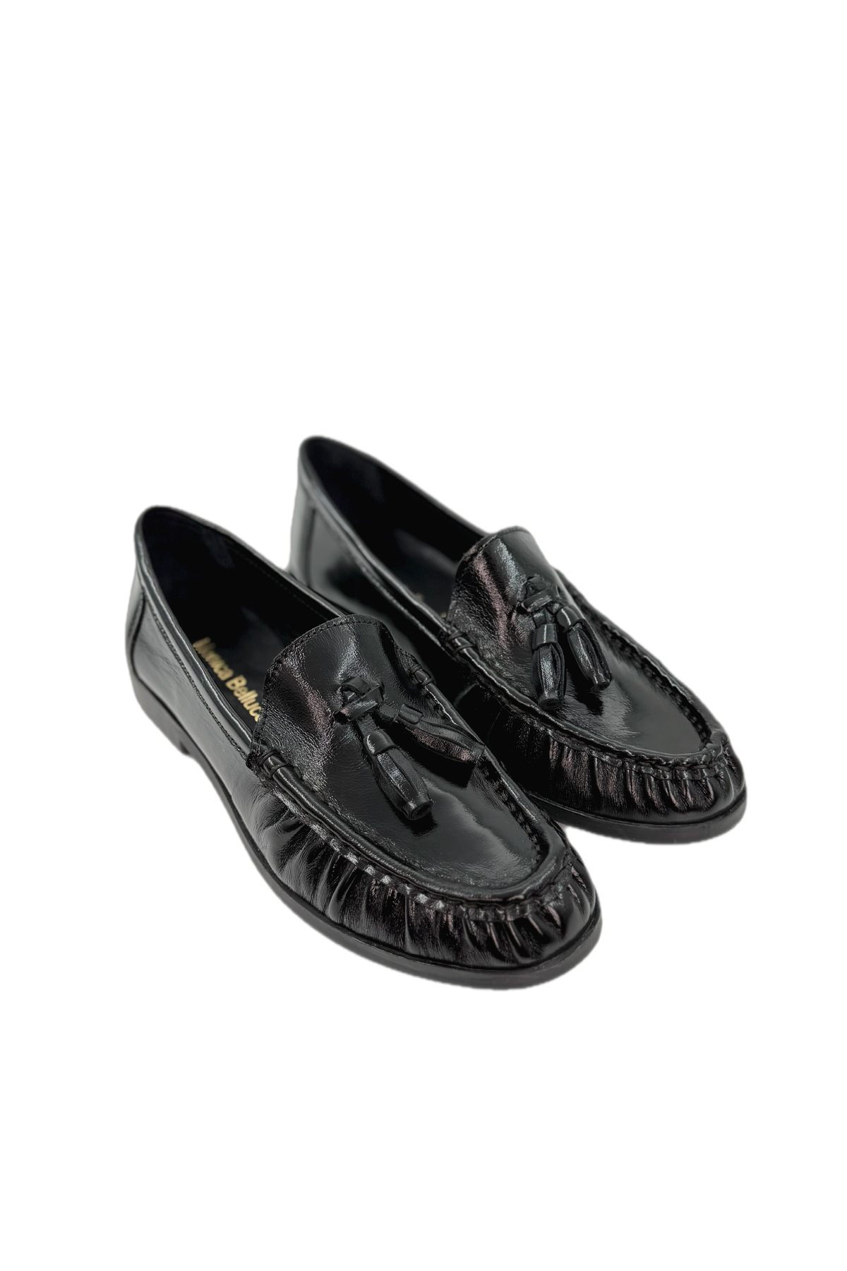the corleone Kadın Siyah Rugan Loafer Ayakkabı Püsküllü Günlük Şık Model görsel 8