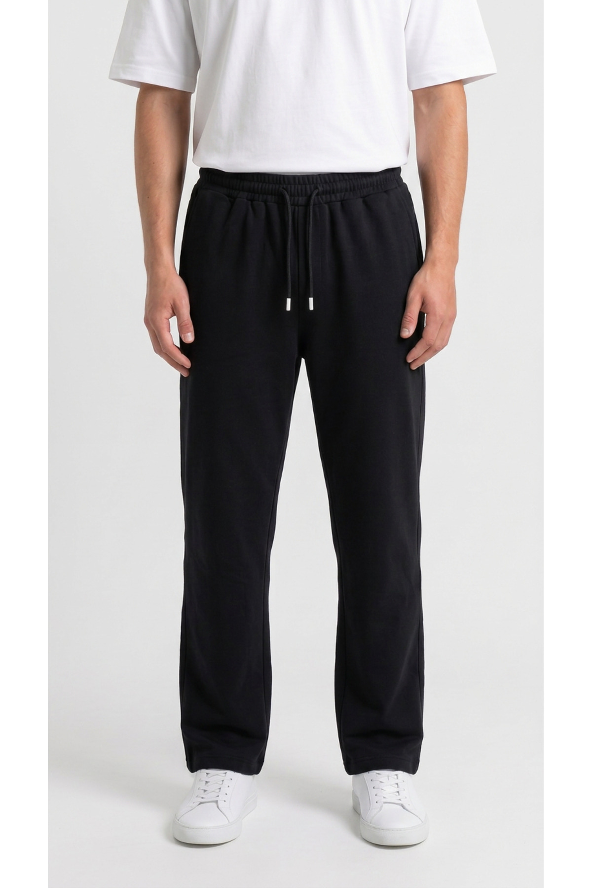 MODENZO Men's Black Two-Thread Comfortable Fit Wide Leg Baggy Sweatpants