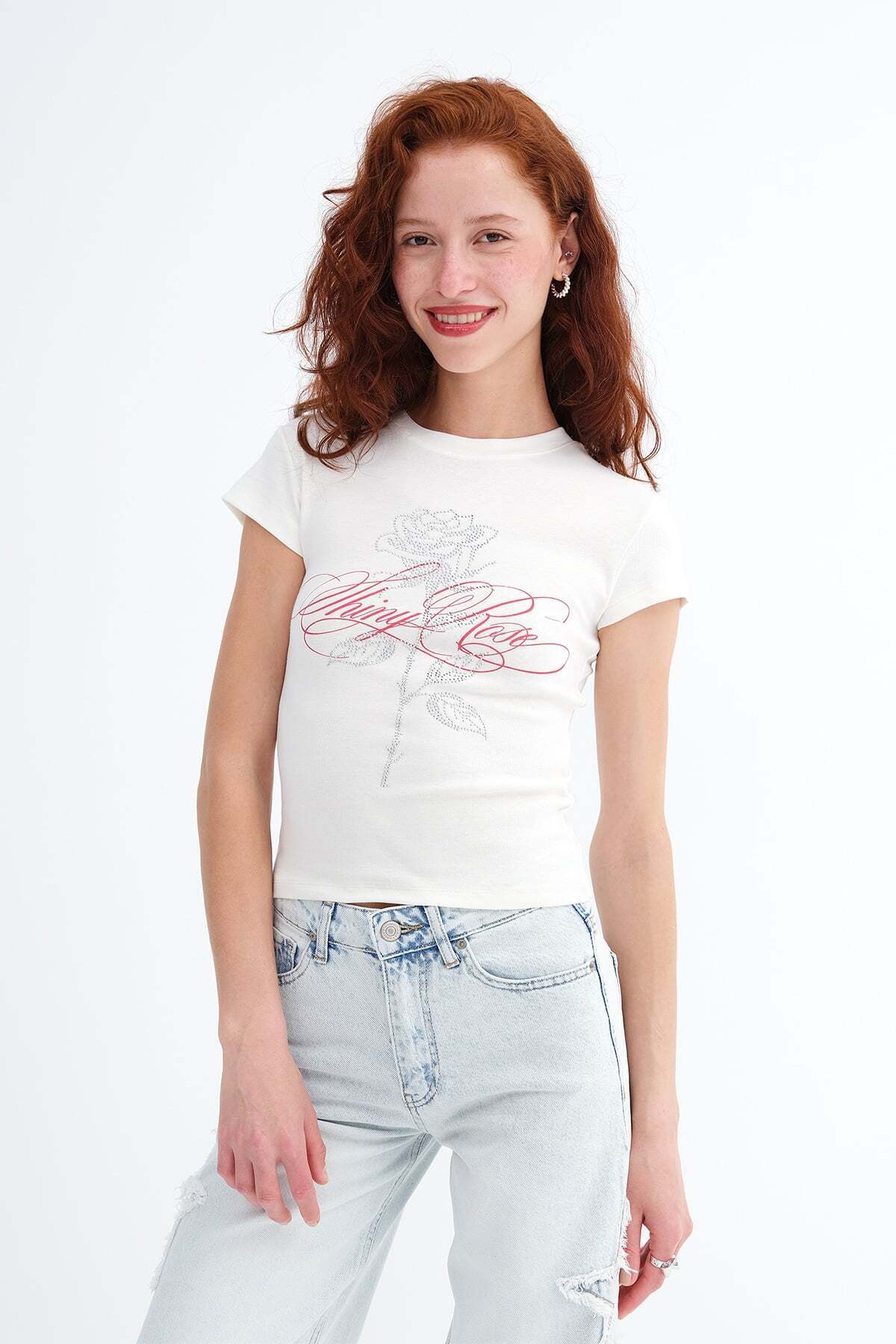 Addax Short Sleeve Stoned T-Shirt P9039