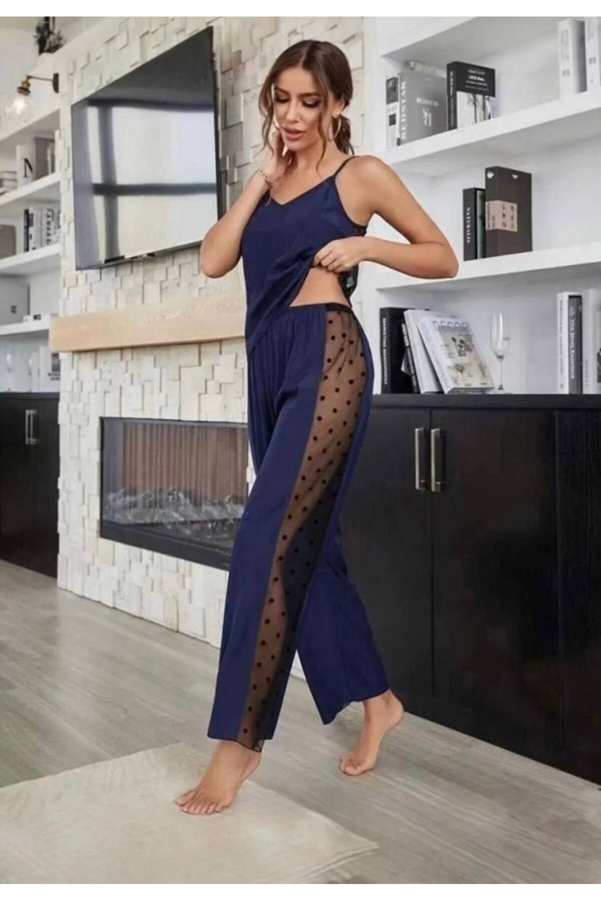 Silona Homewear Ayod Bambus Sa detaljima od tila set pidžama sa trakama
