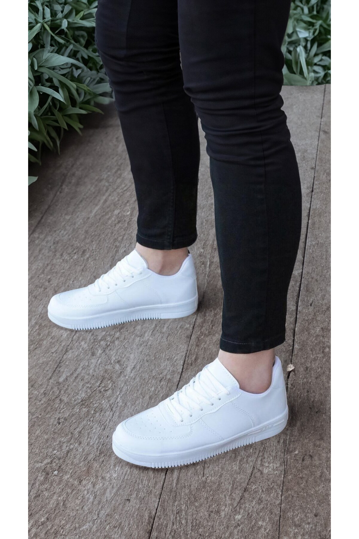Rahat Bağcıklı Günlük Spor Ayakkabı Unisex Beyaz Sneaker
