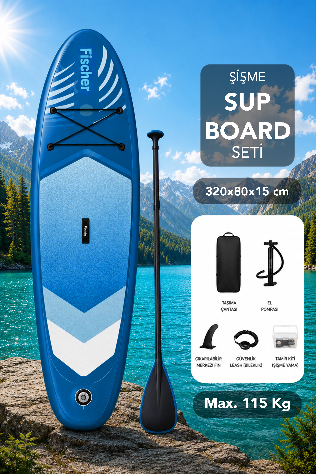 Fischer Şişme Sup Board Seti - 115kg Taşıma Kapasiteli Taşıma
