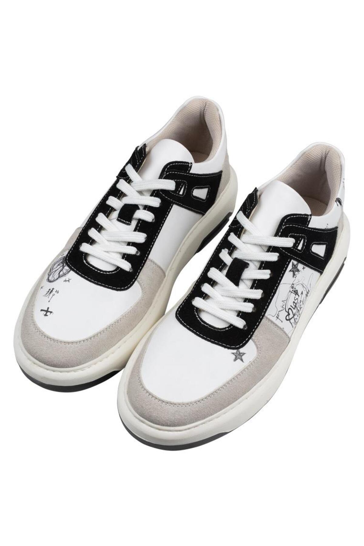 Dogo Erkek Vegan Deri Beyaz Sneakers - Lost Dream Tasarım - Fiyatı