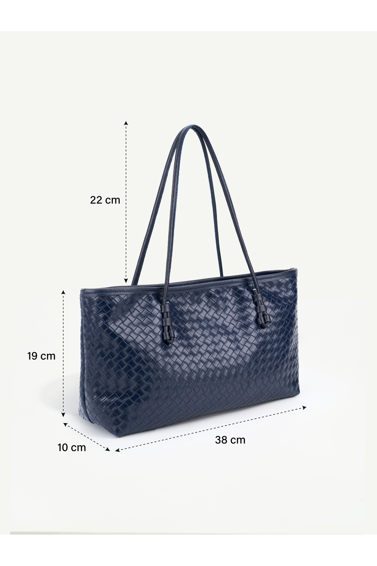 MYSTOBAG Kadın Tote Fermuarlı Örgü Detaylı Baget El Omuz Çantası görsel 4