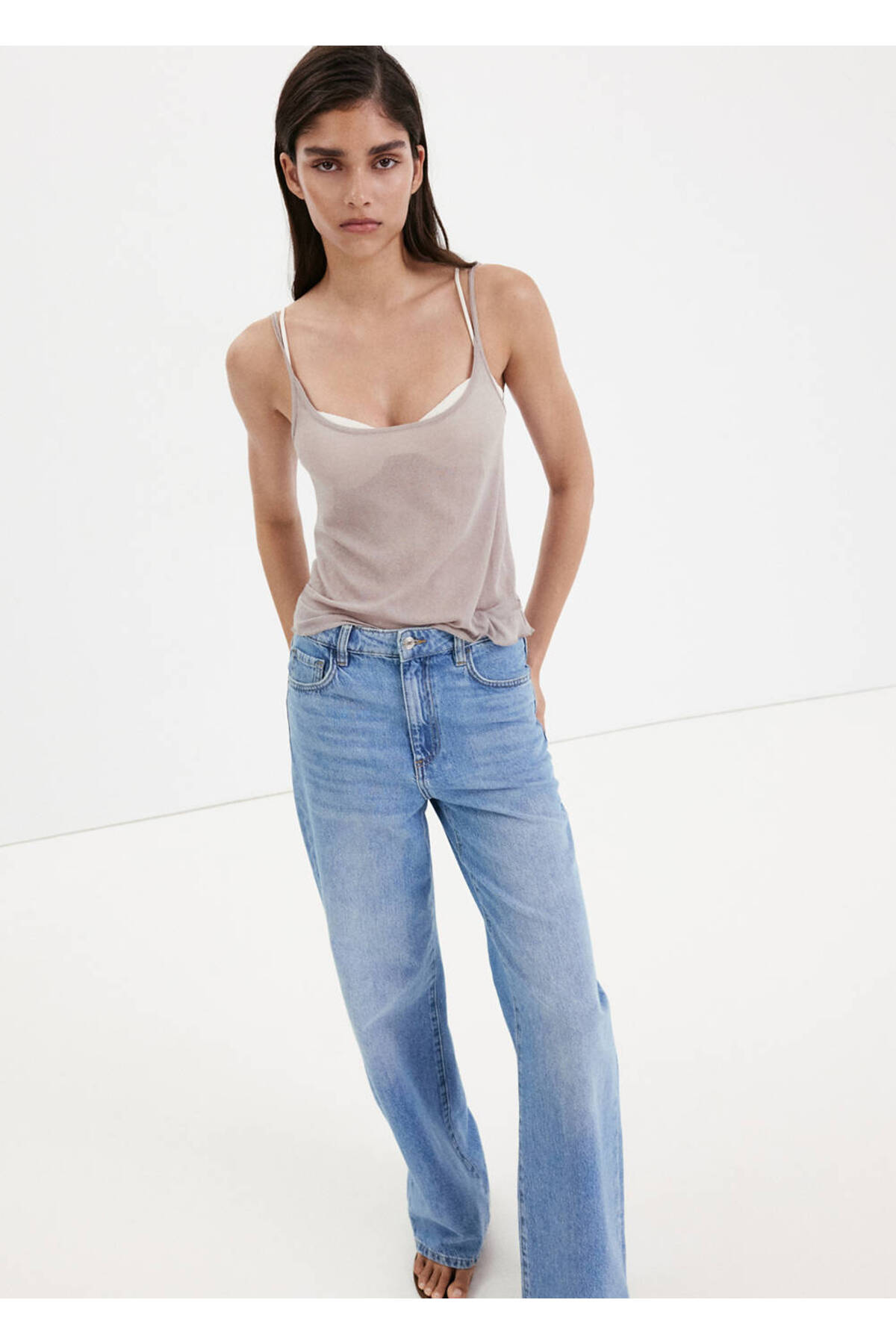MANGO Woman Danila wide leg yüksek belli jean