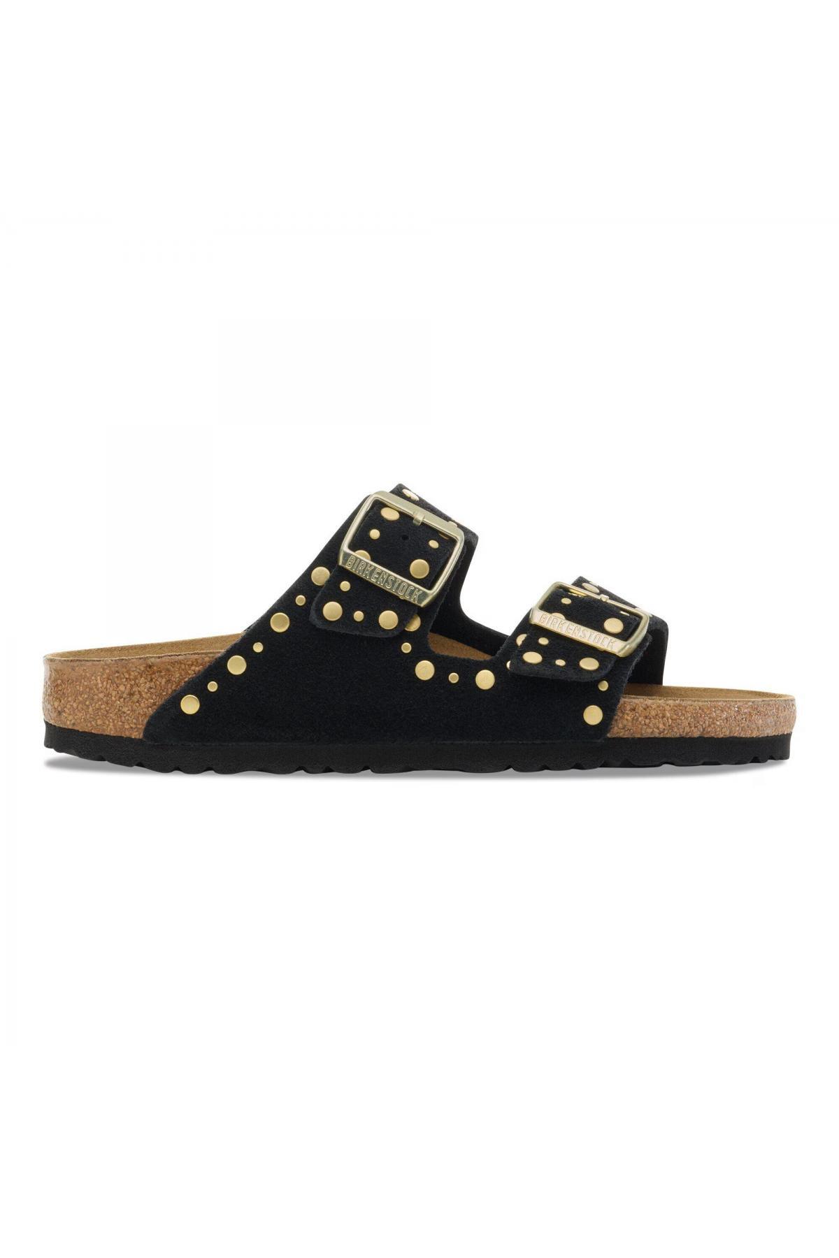دمپایی زنانه مشکی آریزونا VL Rivet Border بیرکن استاک دمپایی Birkenstock