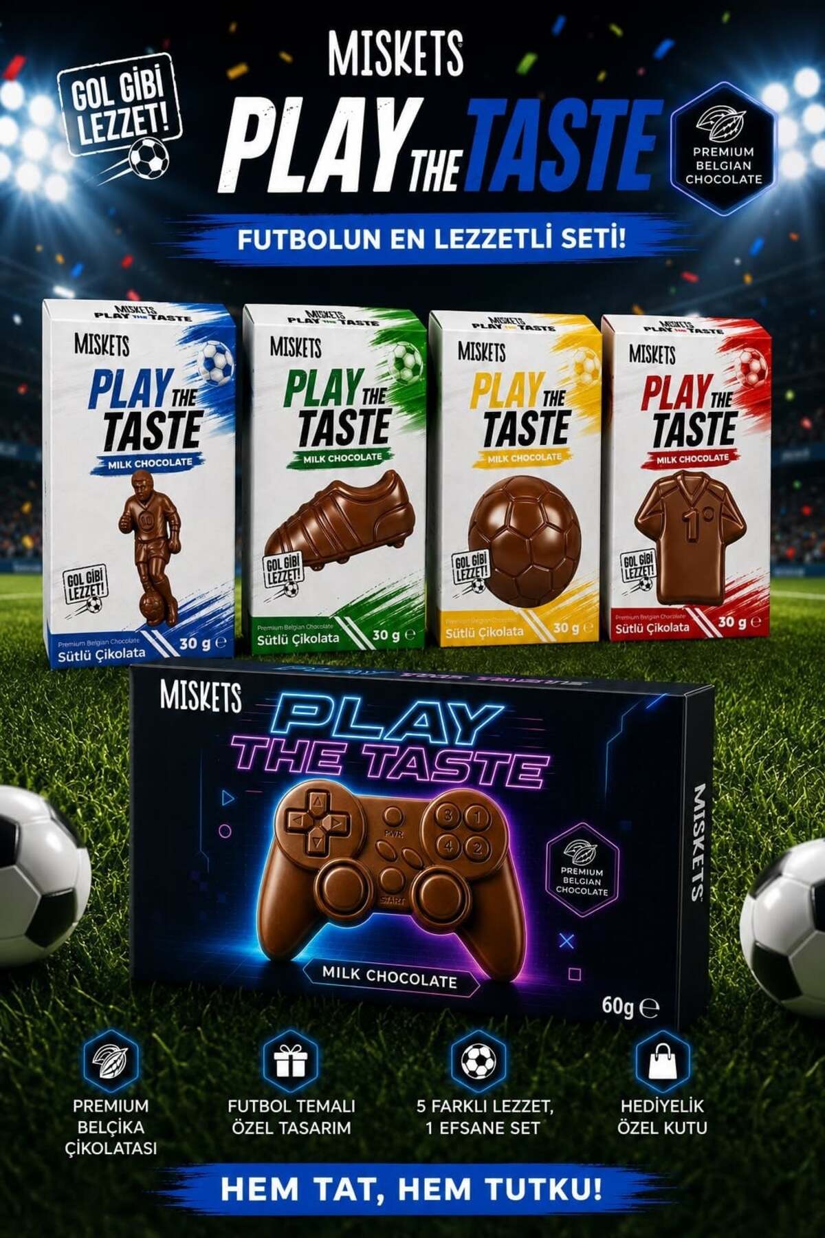 プレステソフト38枚➕おまけ Miskets Play The Taste Şekilli Sütlü Çikolata Futbolcu Koleksiyon