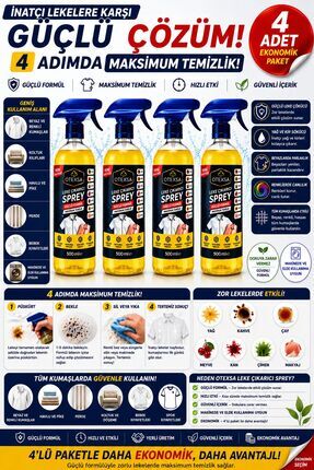 OTEXSA Çok Amaçlı Leke Çıkarıcı Sprey – Güçlü Yağ ve Kir Sökücü, İnatçı Lekel...