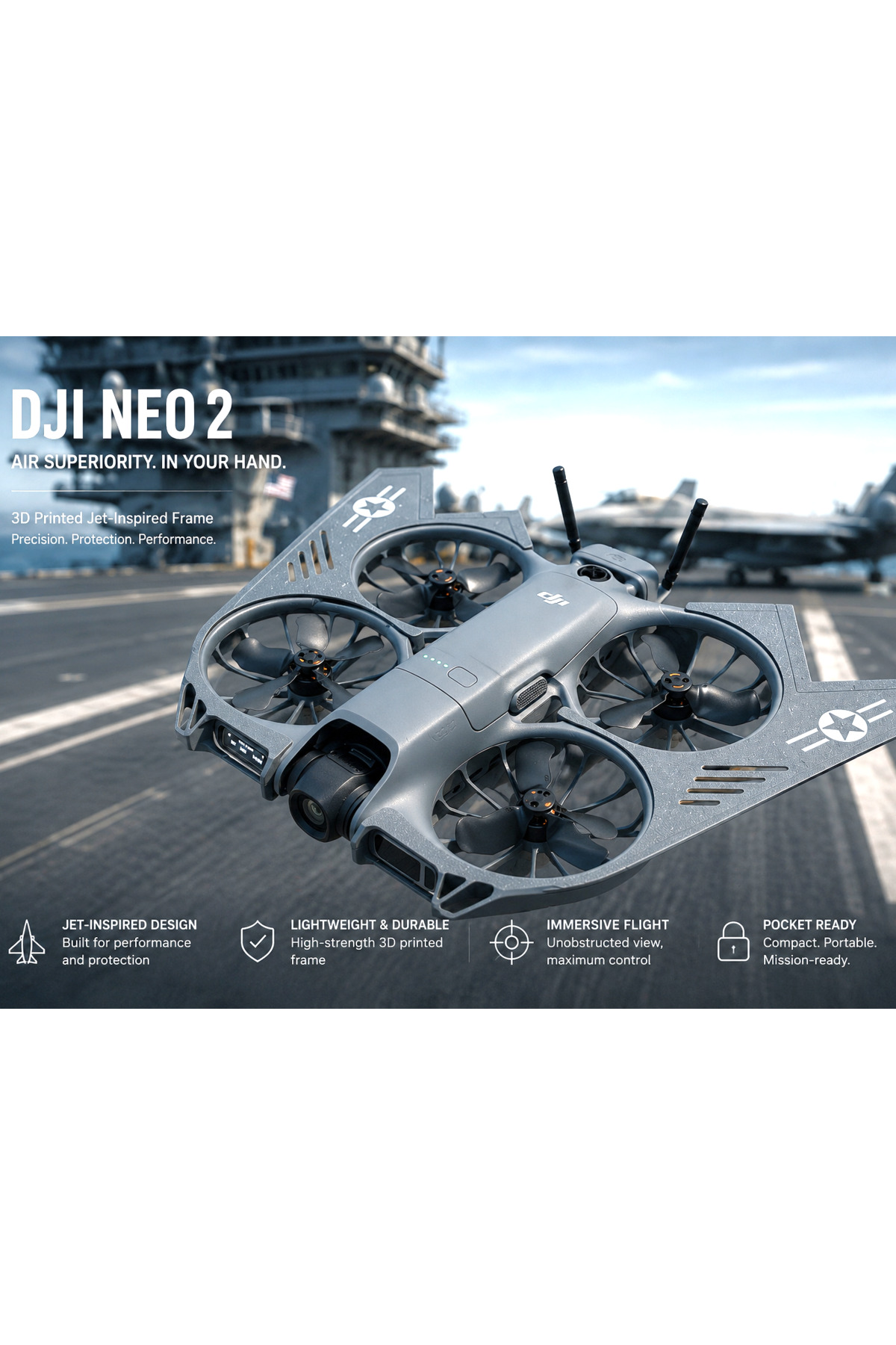 Genel Markalar DJI NEO 2 Koruyucu - Bombardıman Uçağı Jet Kanadı - Renk Tercihi Yapabilirsiniz