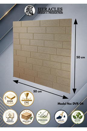 HRC Dizayn 3D Görünümlü MDF Dekoratif Duvar Paneli 50x50 cm 6 mm CNC İşlemeli...