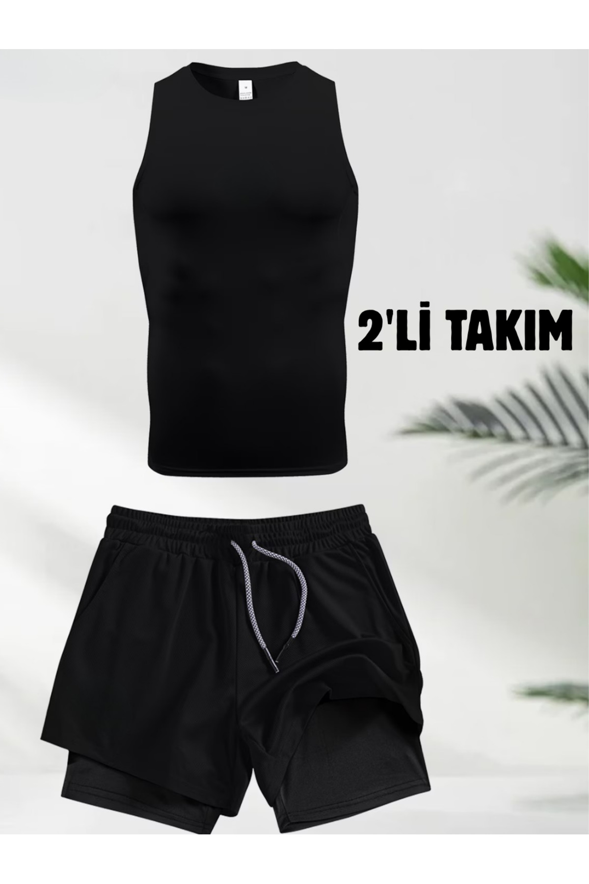 RUTBİL SPORTS 2'Lİ KISA TAYTLI ŞORT & SIFIR KOL COMPRESSİON BODY SET- FUTBOL-GYM-KOŞU EGZERSİZ SET 2'Lİ KISA