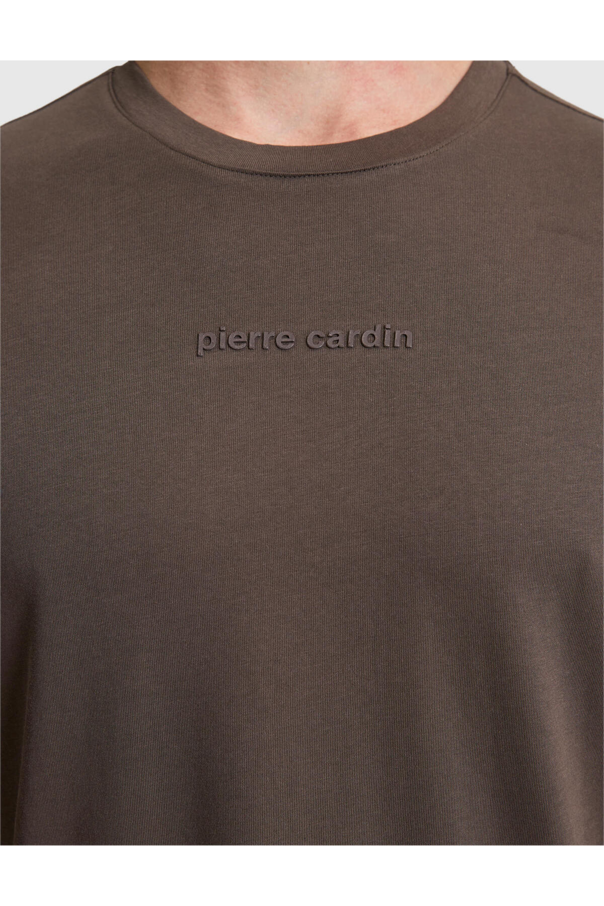 Pierre Cardin Koyu Kahverengi Regular Fit %100 Pamuk Bisiklet Yaka Tişört 50327872-VR084 görsel 6