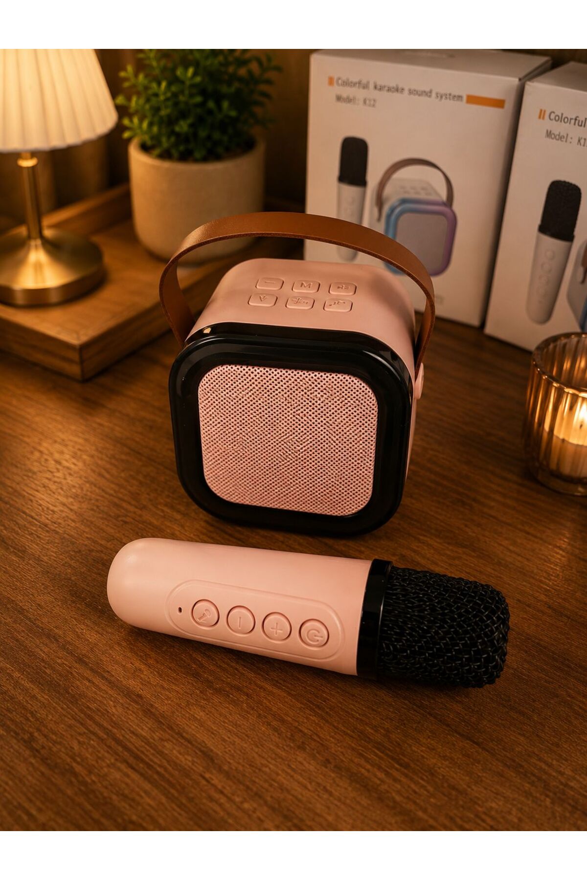 K12 Rgb Işıklı Karaoke Bluetooth Hoparlör ve Mikrofon Seti | Taşınabilir Renkli Karaoke Sistemi