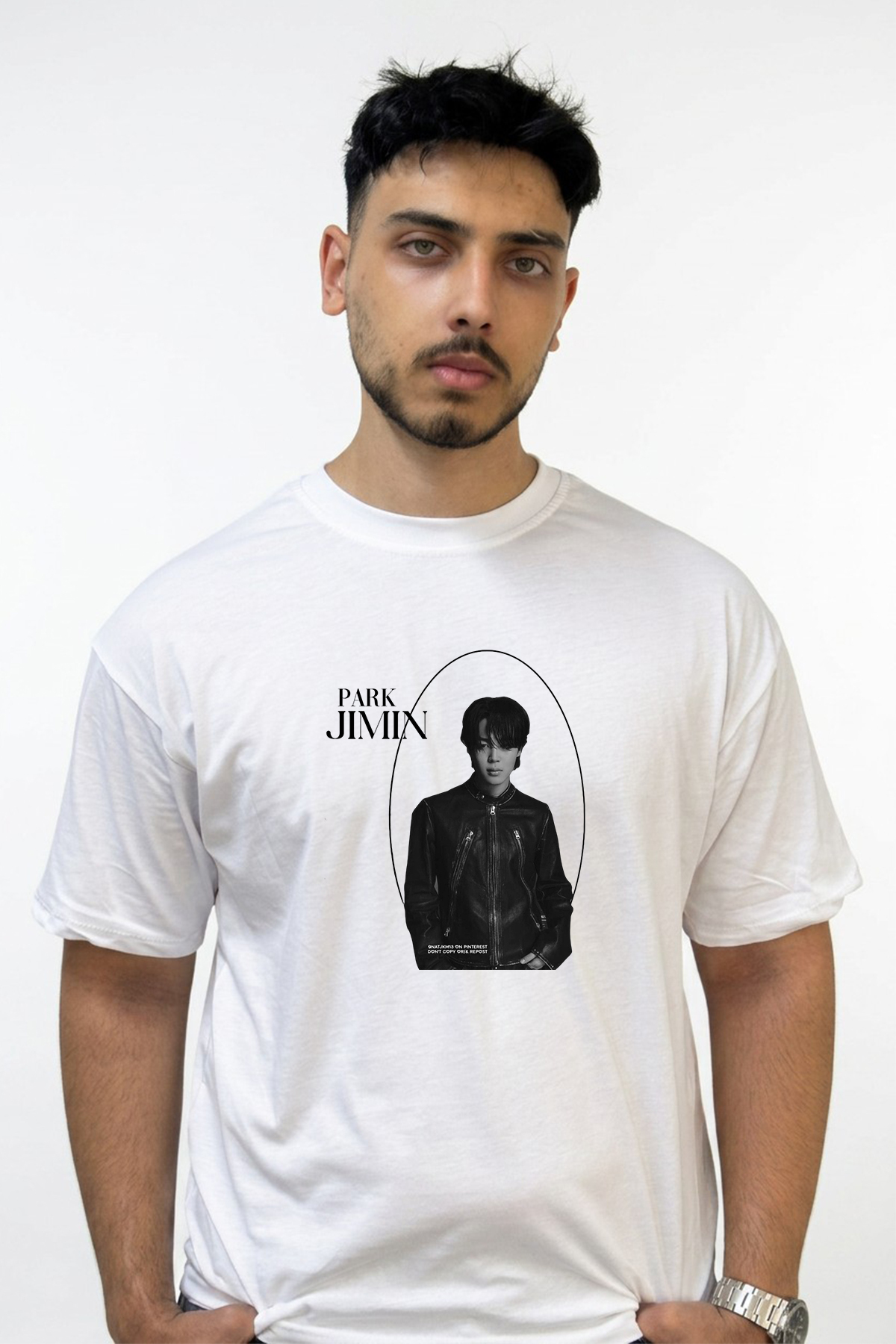 Anetos Park Jimin_2 Design Printed Oversize White T-Shirt
