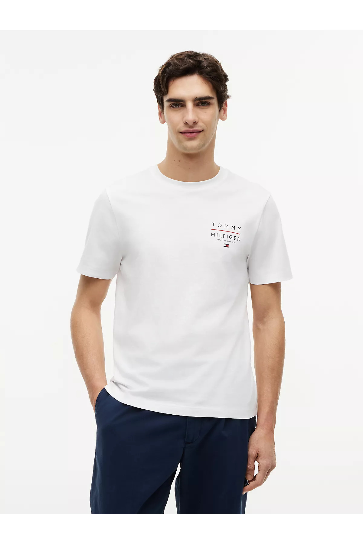 1_org_zoom تیشرت Tommy Hilfiger تامی هیلفیگر پارچه ای نخ پنبه یقه گرد آستین کوتاه مردانه اورجینال - تصویر 1