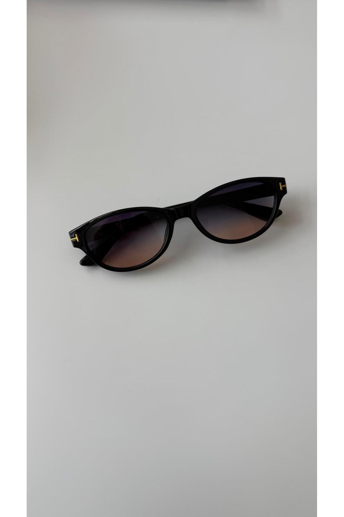 PİYESBOUTİQUE Vela Siyah İki Renk Cat Eye Kedi Göz Unisex Kadın Erkek Retro UV400 Şık Klasik Kemik Güneş Gözlüğü görsel 5