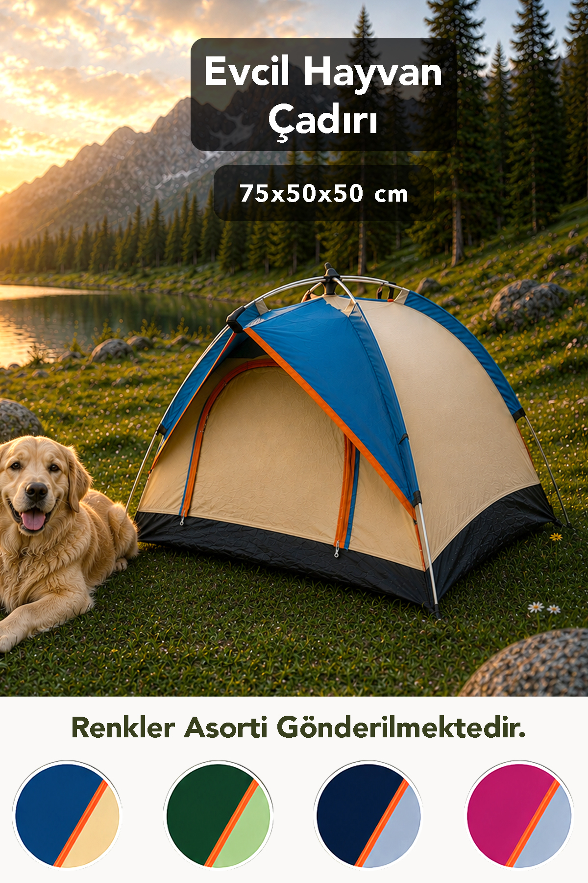 Fischer Evcil Hayvan Çadırı - Kedi Köpek Evcil Hayvan Asorti Bahce Kamp Çadırı 75x50x50